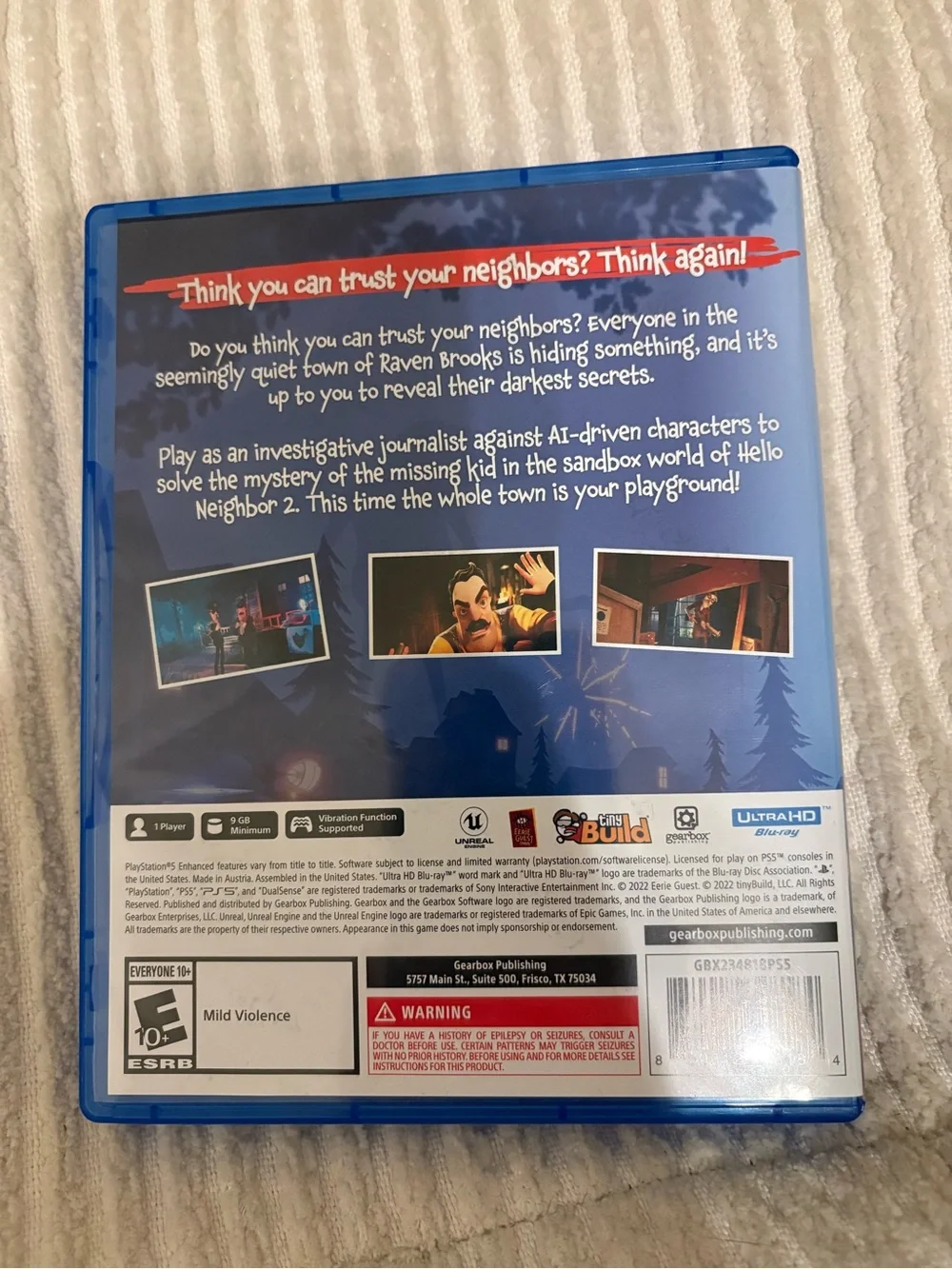 Hello Neighbor 2 PS5 Game - Blue Artwork Case